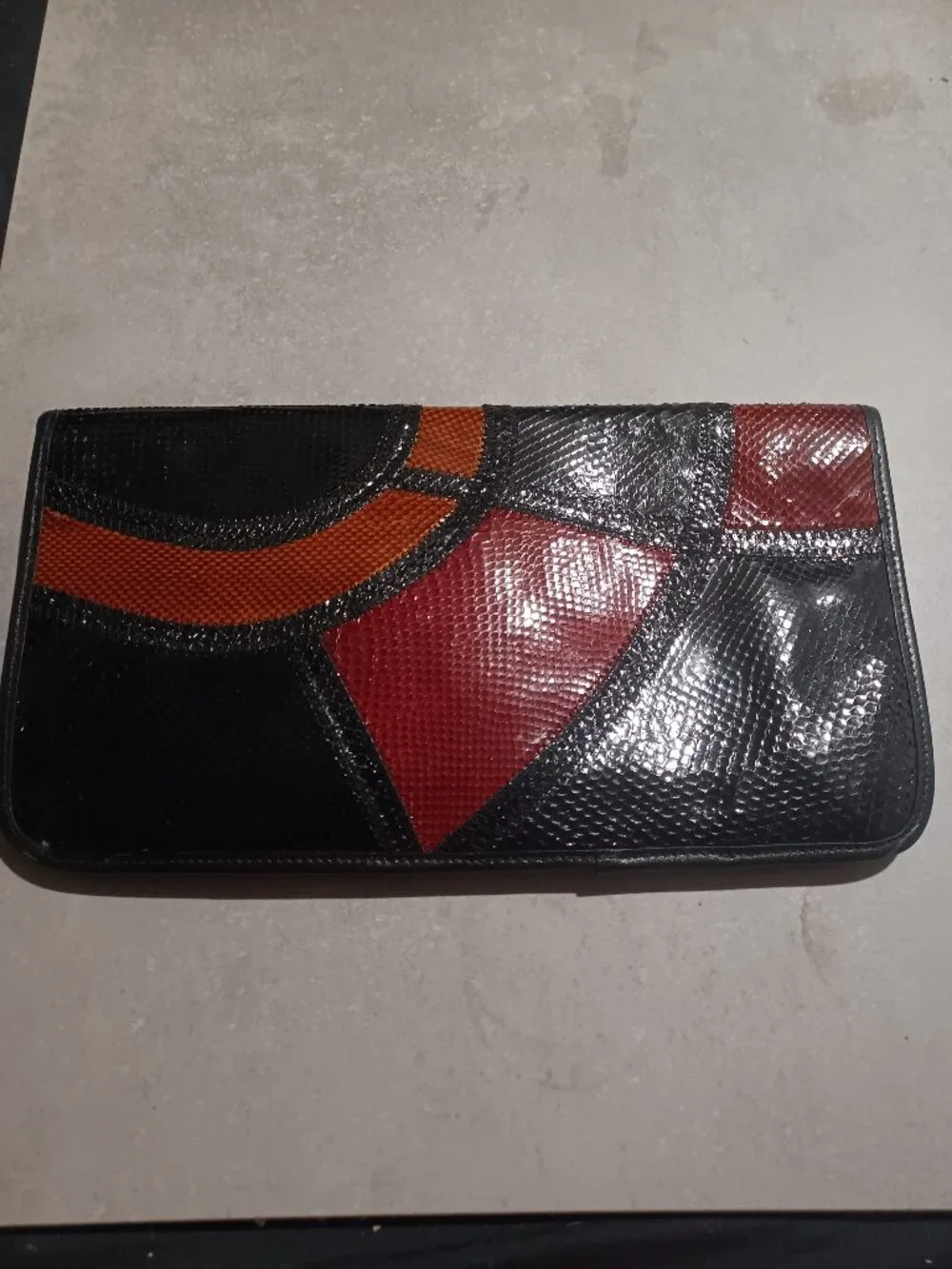 Vintage Saks Fifth Ave Cuero De Vaca Argentina Patchwork Leather Clutch #1324